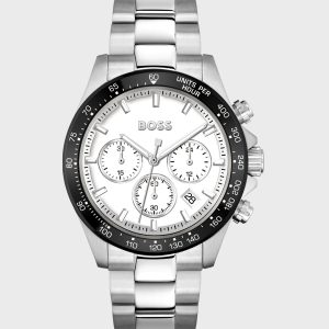 HUGO BOSS LINK-BRACELET CHRONOGRAPH WATCH WITH WHITE DIAL